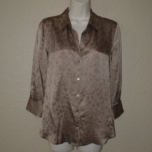$340 Sz XS L'Agence Golden Dani 3/4-Sleeve Animal-Print Silk Blouse - Picture 2 of 7